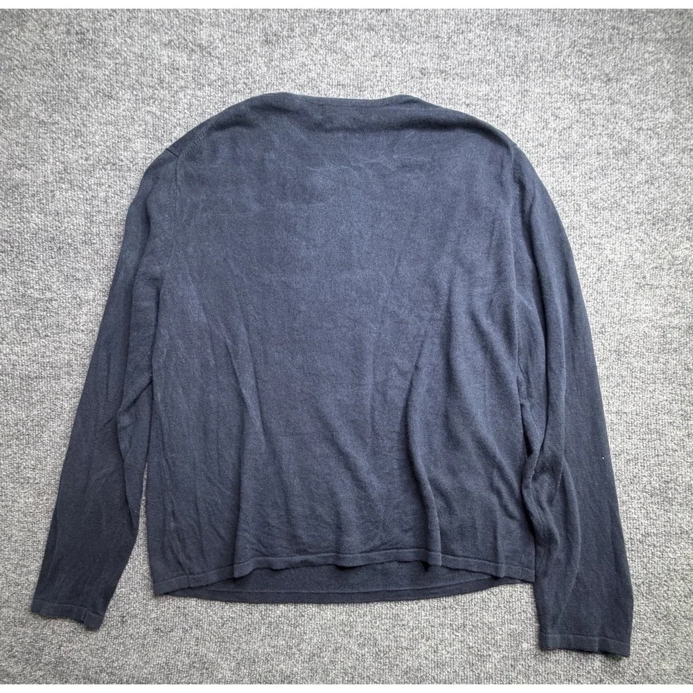 Banana Republic Sweater Mens Large Navy Blue Silk  Cashmere Crew Neck Long Slv